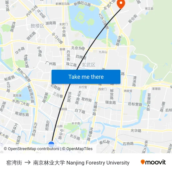 窑湾街 to 南京林业大学 Nanjing Forestry University map