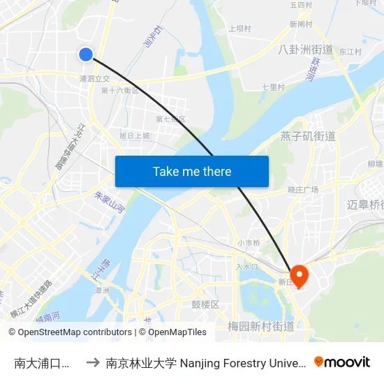 南大浦口校区 to 南京林业大学 Nanjing Forestry University map