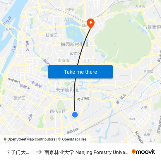 卡子门大街南 to 南京林业大学 Nanjing Forestry University map