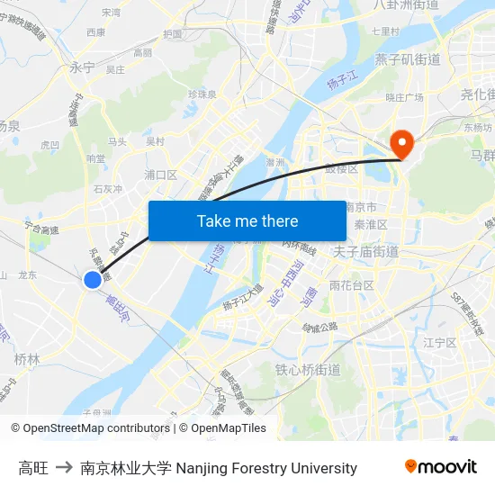 高旺 to 南京林业大学 Nanjing Forestry University map