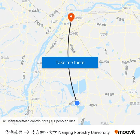 华润苏果 to 南京林业大学 Nanjing Forestry University map