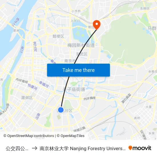 公交四公司 to 南京林业大学 Nanjing Forestry University map