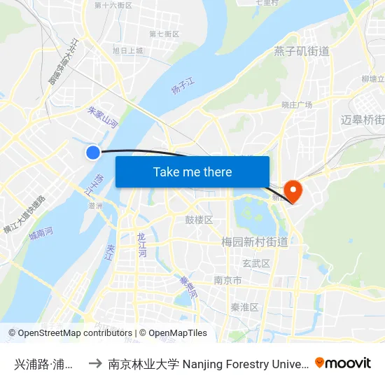 兴浦路·浦新路 to 南京林业大学 Nanjing Forestry University map