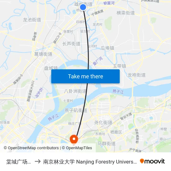 棠城广场南 to 南京林业大学 Nanjing Forestry University map