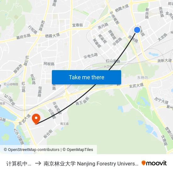 计算机中心 to 南京林业大学 Nanjing Forestry University map