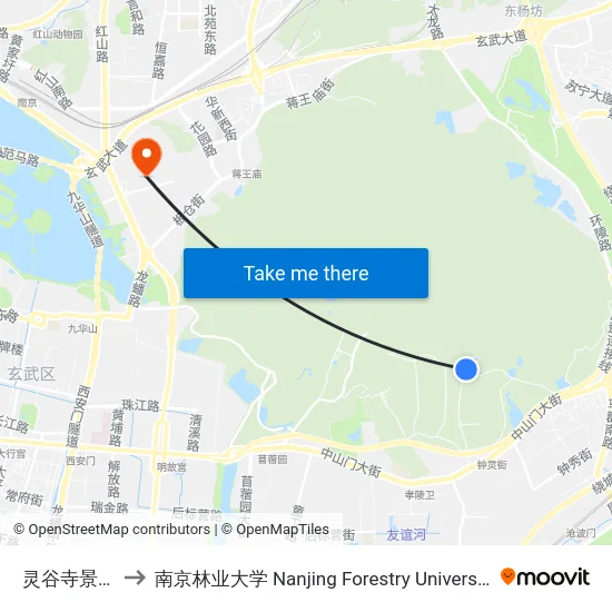 灵谷寺景区 to 南京林业大学 Nanjing Forestry University map
