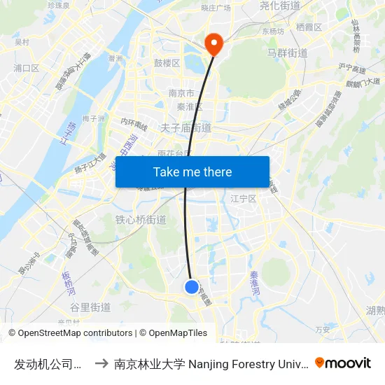 发动机公司南门 to 南京林业大学 Nanjing Forestry University map