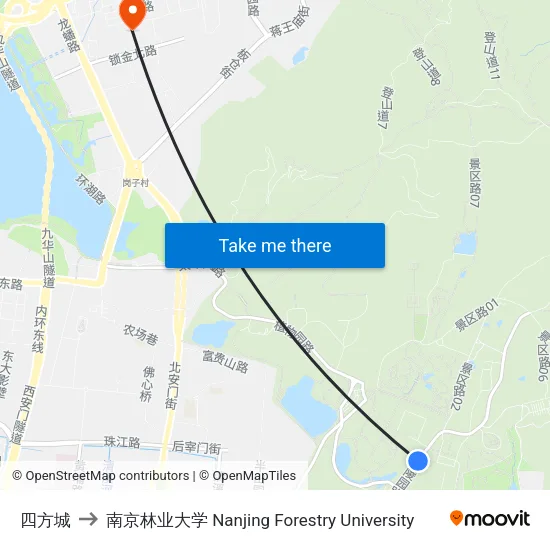 四方城 to 南京林业大学 Nanjing Forestry University map