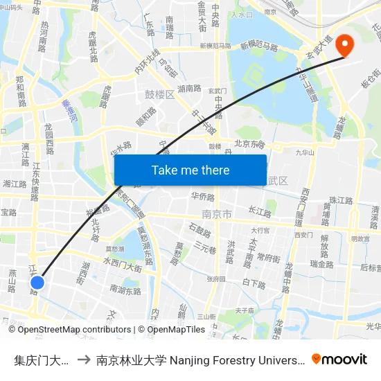 集庆门大街 to 南京林业大学 Nanjing Forestry University map
