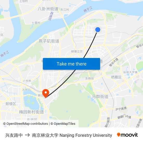兴友路中 to 南京林业大学 Nanjing Forestry University map