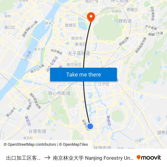 出口加工区客运站 to 南京林业大学 Nanjing Forestry University map