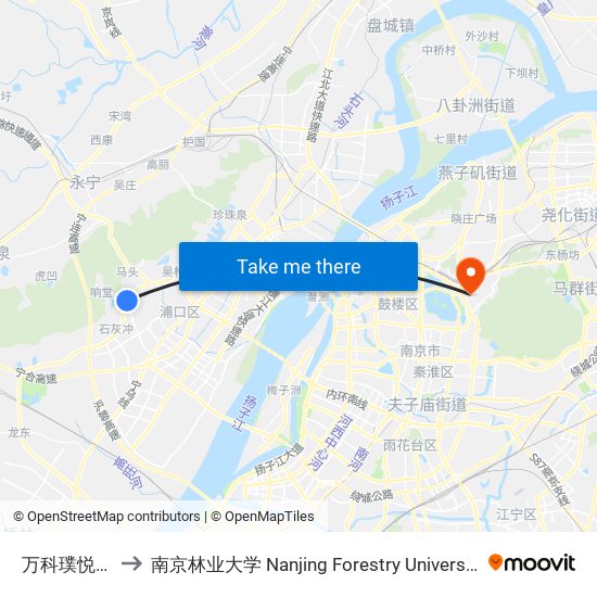 万科璞悦山 to 南京林业大学 Nanjing Forestry University map