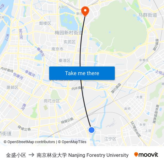 金盛小区 to 南京林业大学 Nanjing Forestry University map