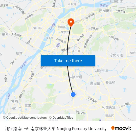翔宇路南 to 南京林业大学 Nanjing Forestry University map