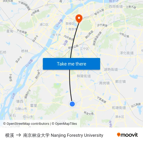 横溪 to 南京林业大学 Nanjing Forestry University map