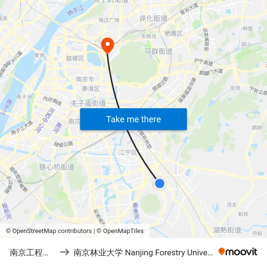 南京工程学院 to 南京林业大学 Nanjing Forestry University map