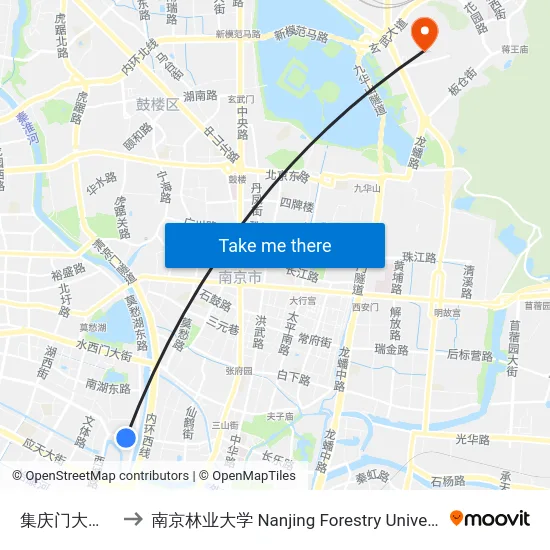 集庆门大桥西 to 南京林业大学 Nanjing Forestry University map