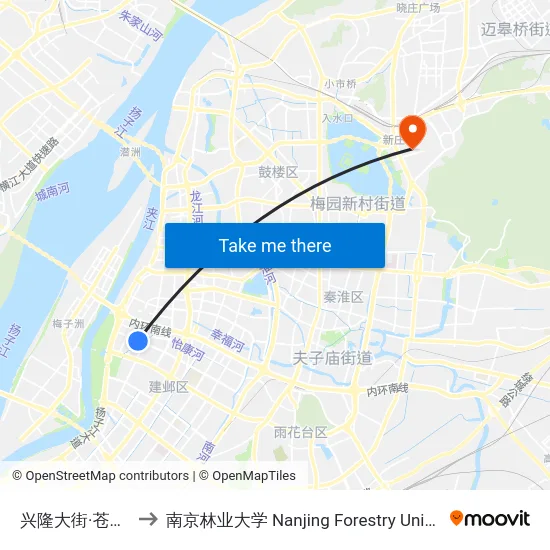 兴隆大街·苍山路 to 南京林业大学 Nanjing Forestry University map