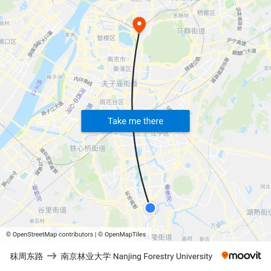 秣周东路 to 南京林业大学 Nanjing Forestry University map