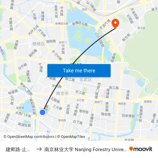 建邺路·止马营 to 南京林业大学 Nanjing Forestry University map