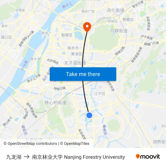 九龙湖 to 南京林业大学 Nanjing Forestry University map