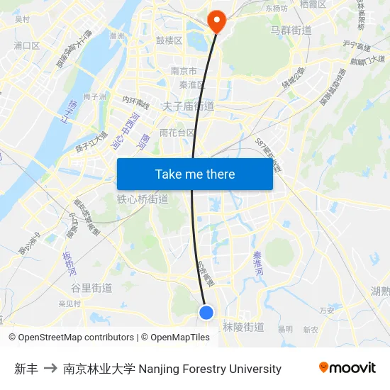 新丰 to 南京林业大学 Nanjing Forestry University map