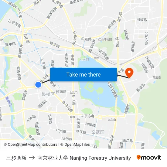 三步两桥 to 南京林业大学 Nanjing Forestry University map