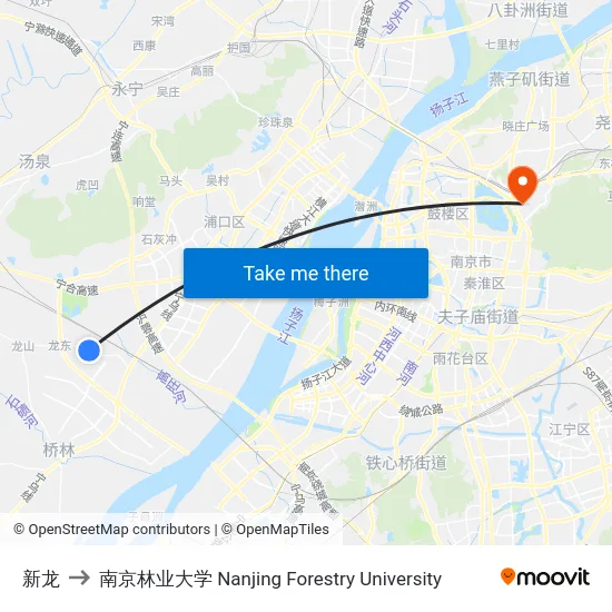 新龙 to 南京林业大学 Nanjing Forestry University map