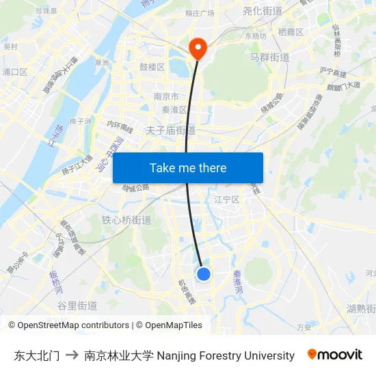 东大北门 to 南京林业大学 Nanjing Forestry University map