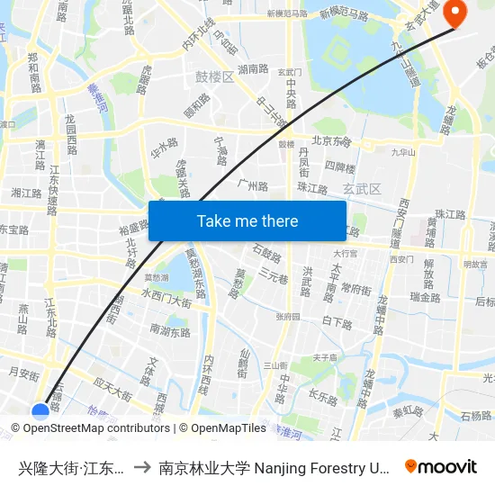 兴隆大街·江东中路 to 南京林业大学 Nanjing Forestry University map