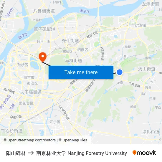 阳山碑材 to 南京林业大学 Nanjing Forestry University map