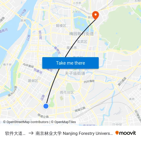 软件大道西 to 南京林业大学 Nanjing Forestry University map