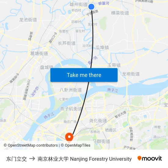东门立交 to 南京林业大学 Nanjing Forestry University map