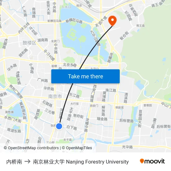 内桥南 to 南京林业大学 Nanjing Forestry University map