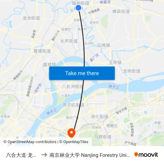 六合大道·龙池路 to 南京林业大学 Nanjing Forestry University map