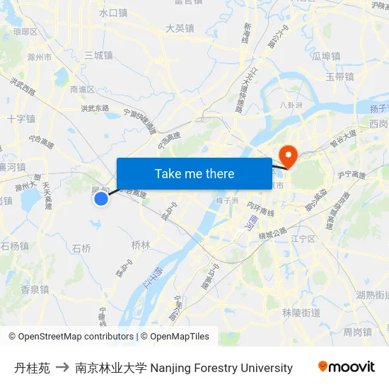 丹桂苑 to 南京林业大学 Nanjing Forestry University map