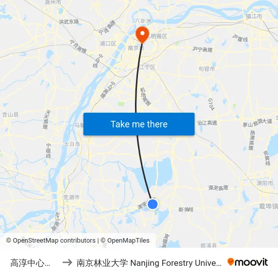 高淳中心小学 to 南京林业大学 Nanjing Forestry University map
