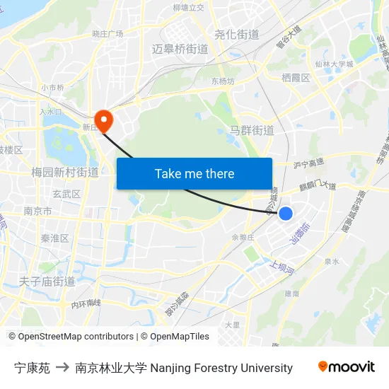 宁康苑 to 南京林业大学 Nanjing Forestry University map