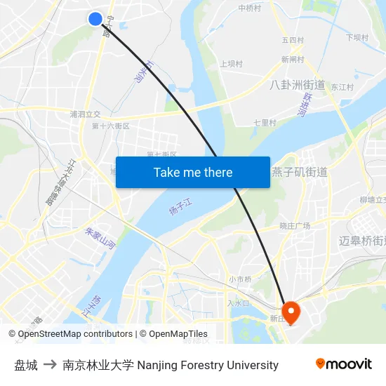 盘城 to 南京林业大学 Nanjing Forestry University map