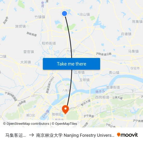 马集客运站 to 南京林业大学 Nanjing Forestry University map
