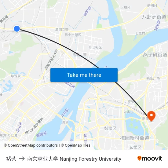 褚营 to 南京林业大学 Nanjing Forestry University map