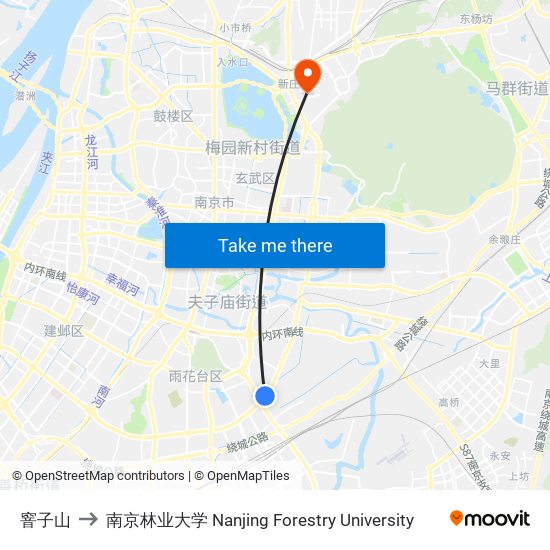 窨子山 to 南京林业大学 Nanjing Forestry University map