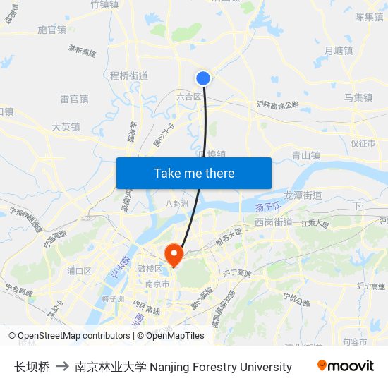 长坝桥 to 南京林业大学 Nanjing Forestry University map