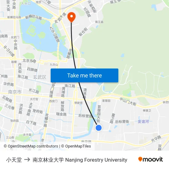 小天堂 to 南京林业大学 Nanjing Forestry University map