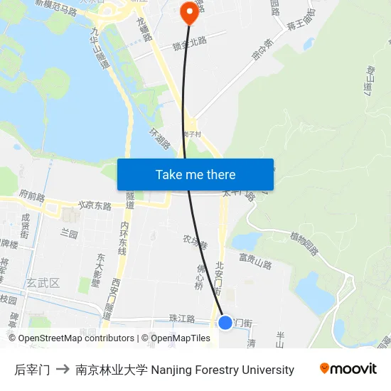 后宰门 to 南京林业大学 Nanjing Forestry University map
