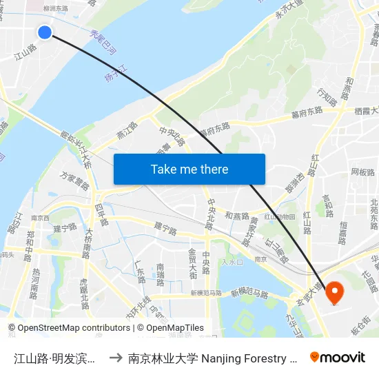 江山路·明发滨江新城 to 南京林业大学 Nanjing Forestry University map