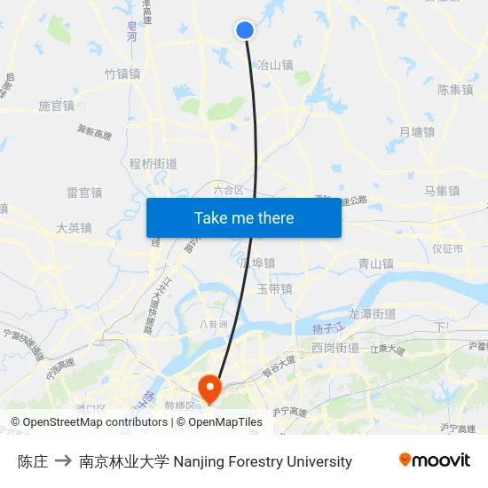 陈庄 to 南京林业大学 Nanjing Forestry University map
