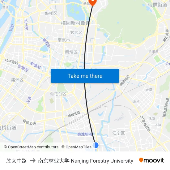 胜太中路 to 南京林业大学 Nanjing Forestry University map