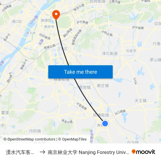 溧水汽车客运站 to 南京林业大学 Nanjing Forestry University map
