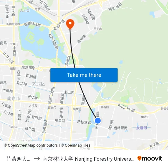 苜蓿园大街 to 南京林业大学 Nanjing Forestry University map